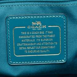 Pre Owned Coach Teal Blue Croc Embossed Leather Swagger 30 Tote