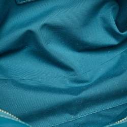 Pre Owned Coach Teal Blue Croc Embossed Leather Swagger 30 Tote