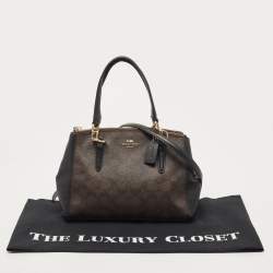 Pre Owned Coach Dark Brown Coated Canvas Mini Christie Carryall Satchel