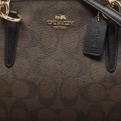 Pre Owned Coach Dark Brown Coated Canvas Mini Christie Carryall Satchel