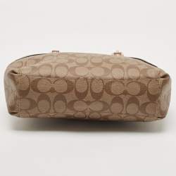 Pre Owned Coach Brown/Beige Signature Coated Canvas and Leather Mini Brooke Carryall Satchel