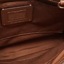Pre Owned Coach Brown/Beige Signature Coated Canvas and Leather Mini Brooke Carryall Satchel