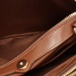Pre Owned Coach Brown/Beige Signature Coated Canvas and Leather Mini Brooke Carryall Satchel
