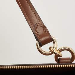 Pre Owned Coach Brown/Beige Signature Coated Canvas and Leather Mini Brooke Carryall Satchel