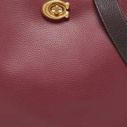 Pre Owned Coach Burgundy/Pink Leather Willow Bucket Bag