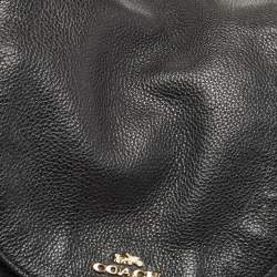 Coach Black Leather Drawstring Backpack