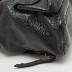 Coach Black Leather Drawstring Backpack
