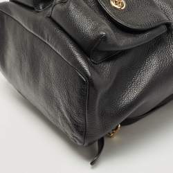 Coach Black Leather Drawstring Backpack