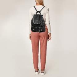 Coach Black Leather Drawstring Backpack