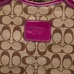 Coach Beige/Pink Signature Canvas and Leather Tote