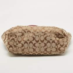 Coach Beige/Pink Signature Canvas and Leather Tote