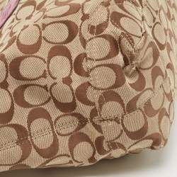 Coach Beige/Pink Signature Canvas and Leather Tote