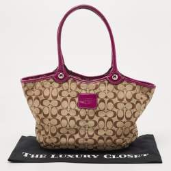 Coach Beige/Pink Signature Canvas and Leather Tote