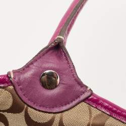 Coach Beige/Pink Signature Canvas and Leather Tote