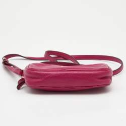 Pre Owned Coach Fuchsia Leather Camera Crossbody Bag