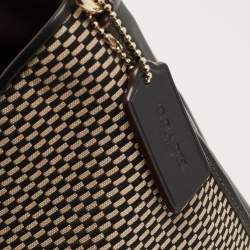 مملوكة مسبقًا Coach Black/Beige Canvas And Leather Carlyle Shoulder Bag