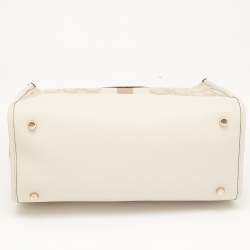 Pre Owned Coach Beige Leather and Canvas Dempsey Carryall Tote