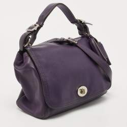 Pre Owned Coach Purple Leather Romy Top Handle Bag