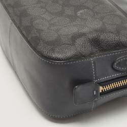 Pre Owned Coach Navy Blue Signature Coated Canvas and Leather Camera Crossbody Bag