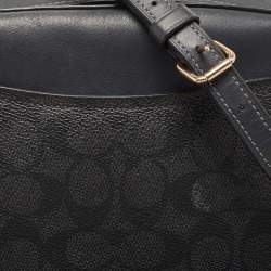 Pre Owned Coach Navy Blue Signature Coated Canvas and Leather Camera Crossbody Bag