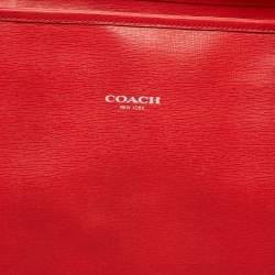 Pre Owned Coach Red Leather Large East West City Tote