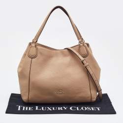 Pre Owned Coach Beige Leather Edie Shoulder Bag