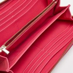 Coach Fuchsia Leather Zip Around Continental Wallet