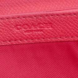 Coach Fuchsia Leather Zip Around Continental Wallet