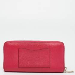 Coach Fuchsia Leather Zip Around Continental Wallet