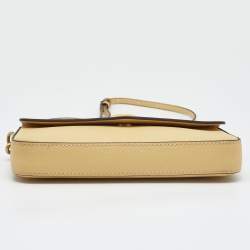 Pre Owned Coach Yellow Leather Wyn Flap Crossbody Bag