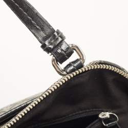 Pre Owned Coach Black/Beige Signature Coated Canvas and Leather Peyton Dome Satchel