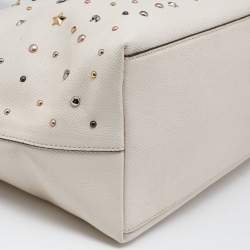 Pre Owned Coach Ivory Leather Stardust Studs City Zip Tote