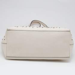 Pre Owned Coach Ivory Leather Stardust Studs City Zip Tote