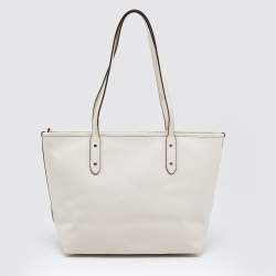 Pre Owned Coach Ivory Leather Stardust Studs City Zip Tote