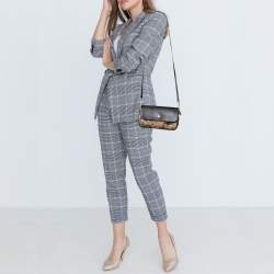Coach Black/Beige Signature Rose Print Coated Canvas and Leather Reversible Flap Crossbody Bag