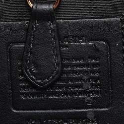 Coach Black/Beige Signature Rose Print Coated Canvas and Leather Reversible Flap Crossbody Bag