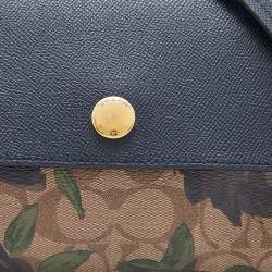 Coach Black/Beige Signature Rose Print Coated Canvas and Leather Reversible Flap Crossbody Bag