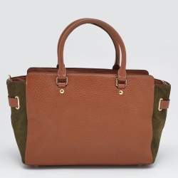 Pre Owned Coach Brown/Green Leather and Suede Blake Carryall Tote
