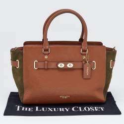 Pre Owned Coach Brown/Green Leather and Suede Blake Carryall Tote