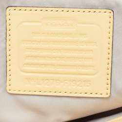 Pre Owned Coach Yellow Op Art Patent Leather Kisslock Tote