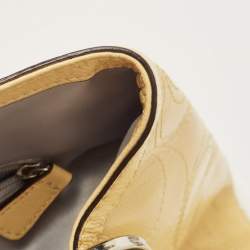 Pre Owned Coach Yellow Op Art Patent Leather Kisslock Tote