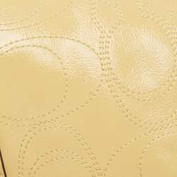 Pre Owned Coach Yellow Op Art Patent Leather Kisslock Tote