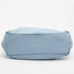 Pre Owned Coach Light Blue Leather Embossed Carriage Edie Shoulder Bag