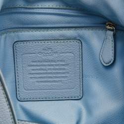 Pre Owned Coach Light Blue Leather Embossed Carriage Edie Shoulder Bag