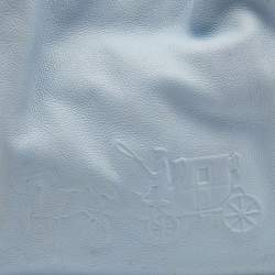 Pre Owned Coach Light Blue Leather Embossed Carriage Edie Shoulder Bag