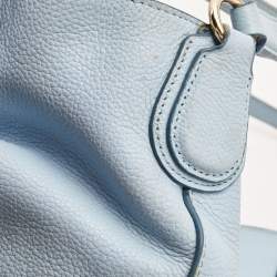 Pre Owned Coach Light Blue Leather Embossed Carriage Edie Shoulder Bag