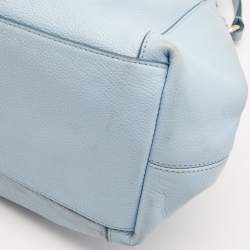 Pre Owned Coach Light Blue Leather Embossed Carriage Edie Shoulder Bag