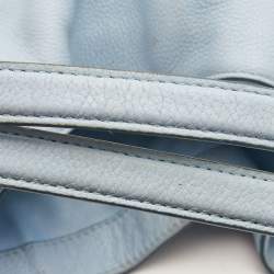 Pre Owned Coach Light Blue Leather Embossed Carriage Edie Shoulder Bag