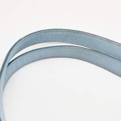 Pre Owned Coach Light Blue Leather Embossed Carriage Edie Shoulder Bag