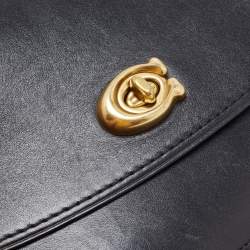 Coach Black Leather Small Parker Chain Flap Shoulder Bag